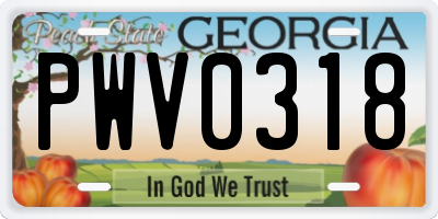 GA license plate PWV0318