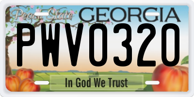 GA license plate PWV0320