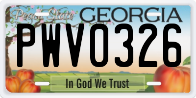 GA license plate PWV0326