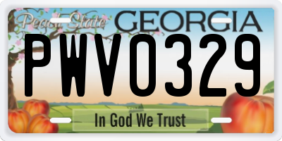 GA license plate PWV0329