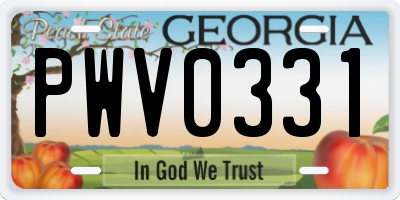 GA license plate PWV0331
