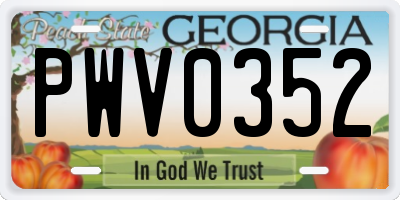 GA license plate PWV0352