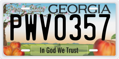 GA license plate PWV0357