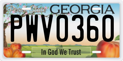GA license plate PWV0360