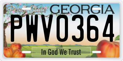 GA license plate PWV0364
