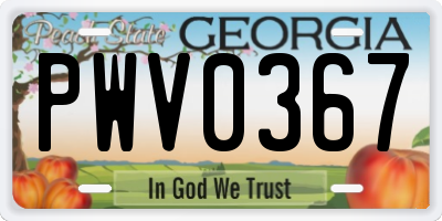 GA license plate PWV0367