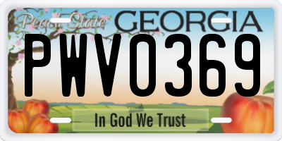 GA license plate PWV0369