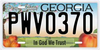 GA license plate PWV0370