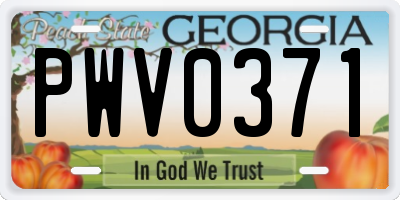 GA license plate PWV0371