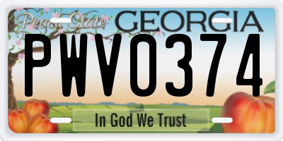 GA license plate PWV0374