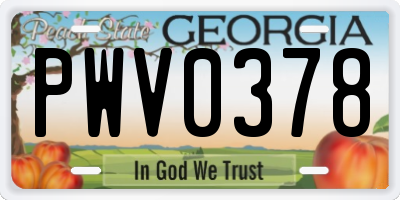 GA license plate PWV0378