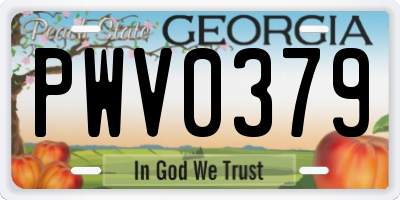 GA license plate PWV0379