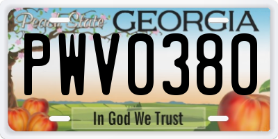 GA license plate PWV0380