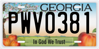 GA license plate PWV0381