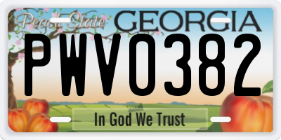 GA license plate PWV0382
