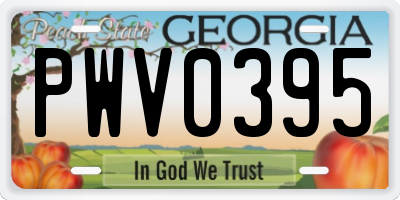 GA license plate PWV0395