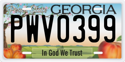 GA license plate PWV0399
