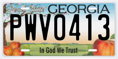 GA license plate PWV0413