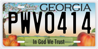 GA license plate PWV0414