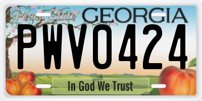 GA license plate PWV0424