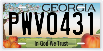 GA license plate PWV0431
