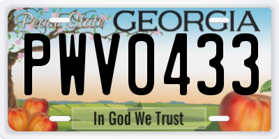GA license plate PWV0433