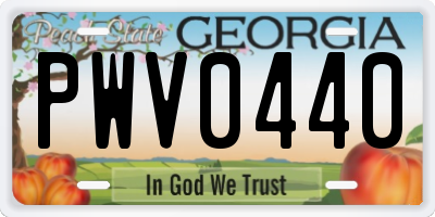 GA license plate PWV0440