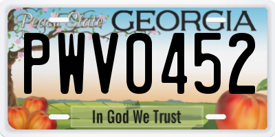 GA license plate PWV0452