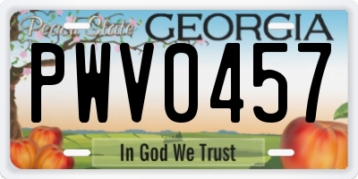 GA license plate PWV0457