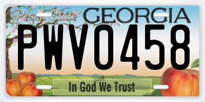 GA license plate PWV0458