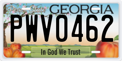 GA license plate PWV0462