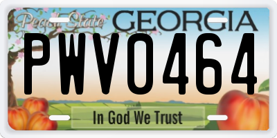GA license plate PWV0464