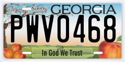 GA license plate PWV0468