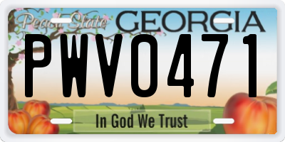 GA license plate PWV0471