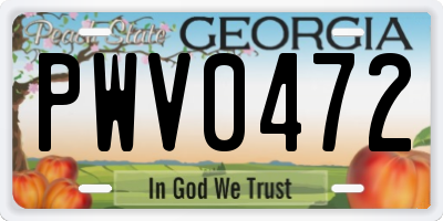 GA license plate PWV0472