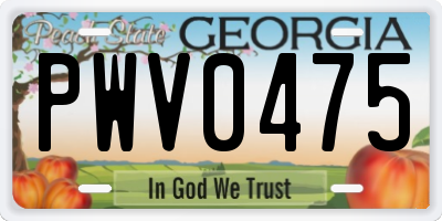GA license plate PWV0475