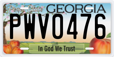 GA license plate PWV0476