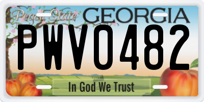 GA license plate PWV0482