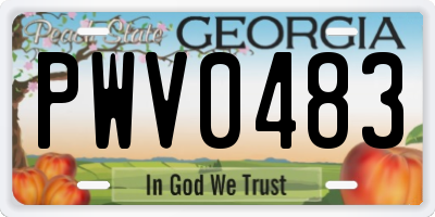 GA license plate PWV0483