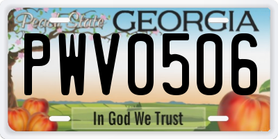 GA license plate PWV0506