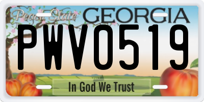GA license plate PWV0519