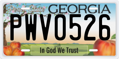 GA license plate PWV0526