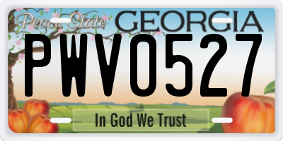 GA license plate PWV0527