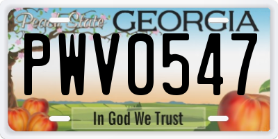 GA license plate PWV0547