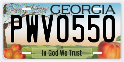 GA license plate PWV0550