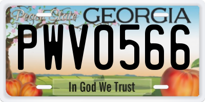 GA license plate PWV0566