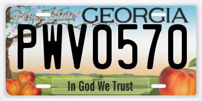 GA license plate PWV0570