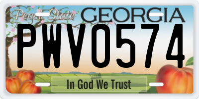 GA license plate PWV0574