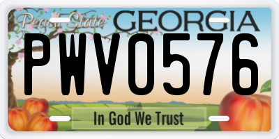 GA license plate PWV0576