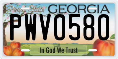 GA license plate PWV0580